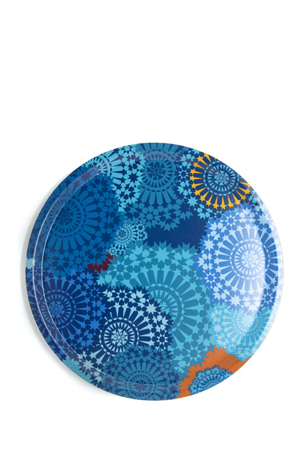 Mosaic Blue Round Tray